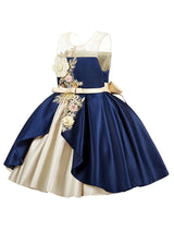 Jewel Neck Polyester Sleeveless Short Ball Gown Bows Kids Party Dresses-Dbrbridal