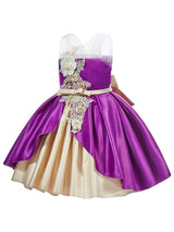 Jewel Neck Polyester Sleeveless Short Ball Gown Bows Kids Party Dresses-Dbrbridal