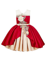 Jewel Neck Polyester Sleeveless Short Ball Gown Bows Kids Party Dresses-Dbrbridal