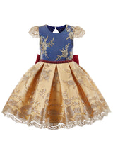 Jewel Neck Short Sleeves Embroidered Kids Social Party Dresses-Dbrbridal