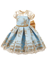 Jewel Neck Short Sleeves Embroidered Kids Social Party Dresses-Dbrbridal