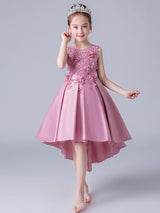 Jewel Neck Sleeveless Embroidered Formal Kids Pageant flower girl dresses-Dbrbridal