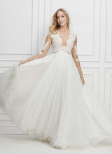 Lace Summer Beach Wedding Dresses Long Sleeves Tulle Chic A-line Sweep Train-Dbrbridal