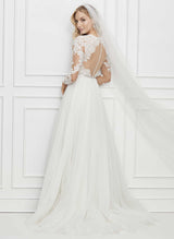 Lace Summer Beach Wedding Dresses Long Sleeves Tulle Chic A-line Sweep Train-Dbrbridal