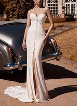 Mermaid Fitted Elastic Satin Wedding Dresses Court Train Elegant Sweetheart Style-Dbrbridal