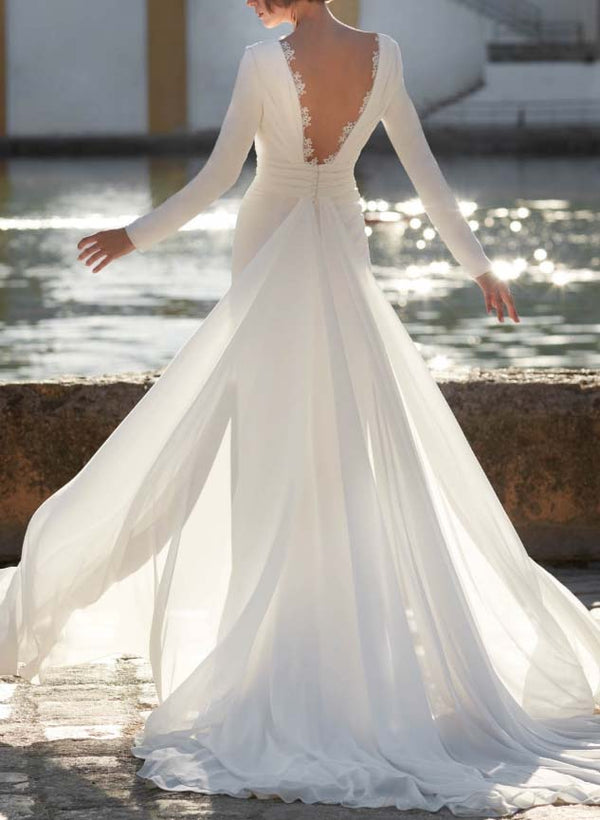 Mermaid Fitted Wedding Dresses Long Sleeves-Dbrbridal