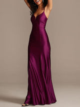 Modern Elastic Silk Like Satin Sheath Long Bridesmaid Dresses-Dbrbridal