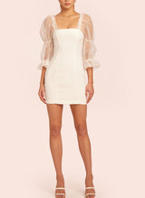 Modern Sheer Sleeves Mini Wedding Dresses-Dbrbridal