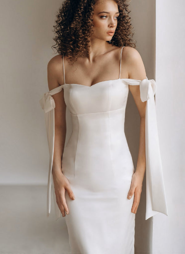 Modern Simple Reception Wedding Dresses Bows-Dbrbridal