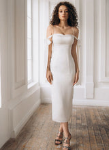 Modern Simple Reception Wedding Dresses Bows-Dbrbridal