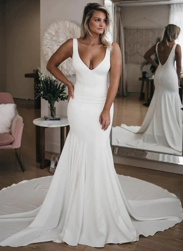 Modern Wedding Dresses Hot Deep V-Neck Sexy Appeal-Dbrbridal