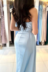 Modest Mermaid Sleeveless Long Blue Evening Prom Dresseses-Dbrbridal