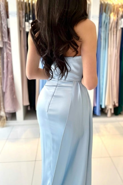 Modest Mermaid Sleeveless Long Blue Evening Prom Dresseses-Dbrbridal