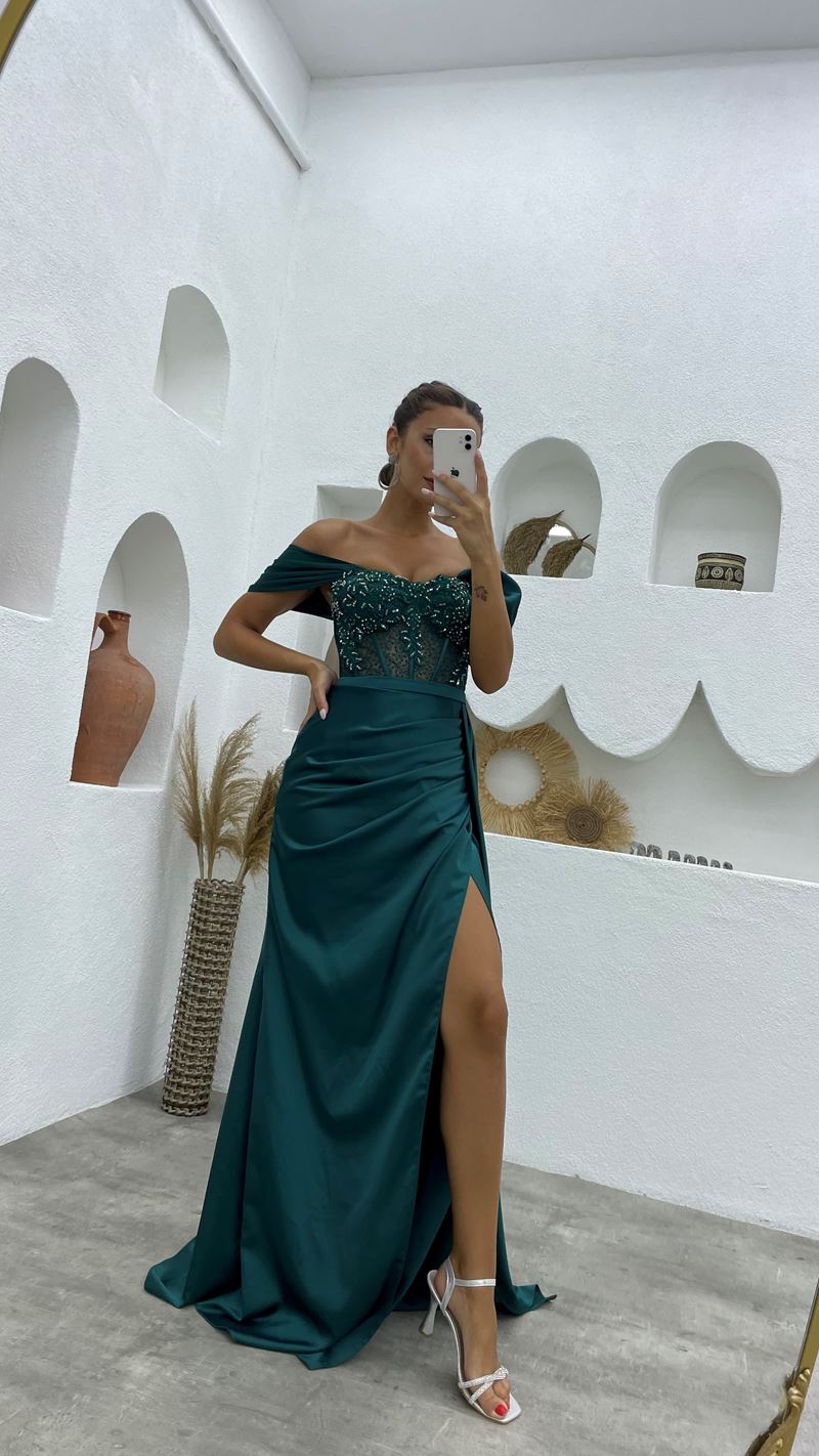 New Arrival Off-the-Shoulder Sleeveless Mermaid Evening Party Gowns Long Slit Online-Dbrbridal