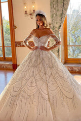 New Arrival Sweetheart Long Sleeves Lace Bridal Gown-Dbrbridal