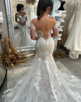 New Arrival Sweetheart Sleeveless Off-the-Shoulder Lace Bridal Gown-Dbrbridal