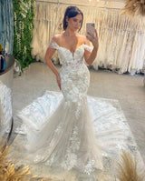 New Arrival Sweetheart Sleeveless Off-the-Shoulder Lace Bridal Gown-Dbrbridal