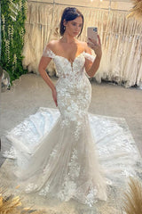 New Arrival Sweetheart Sleeveless Off-the-Shoulder Lace Bridal Gown-Dbrbridal