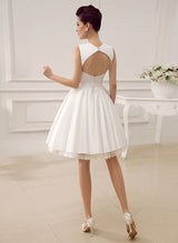 New Satin Retro style Short Wedding Dresses Elegant Sweetheart Simple-Dbrbridal