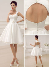 New Satin Retro style Short Wedding Dresses Elegant Sweetheart Simple-Dbrbridal