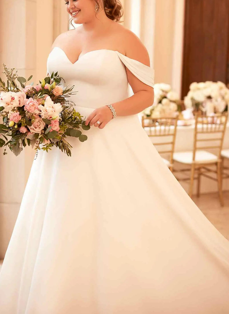 Off-the-Shoulder Ball-Gown Wedding Dresses Featuring Satin-Dbrbridal