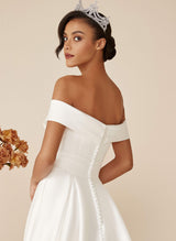 Off-the-Shoulder Ball-Gown Wedding Dresses Made of Satin-Dbrbridal