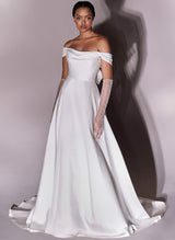 Off-the-Shoulder Bow Wedding Dresses Satin-Dbrbridal