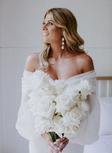 Off-The-Shoulder Wedding Dresses Long Puff Sleeves-Dbrbridal