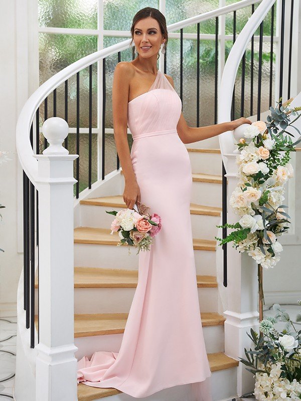 One Shoulder Classic Sleeveless Bridesmaid Dresses-Dbrbridal