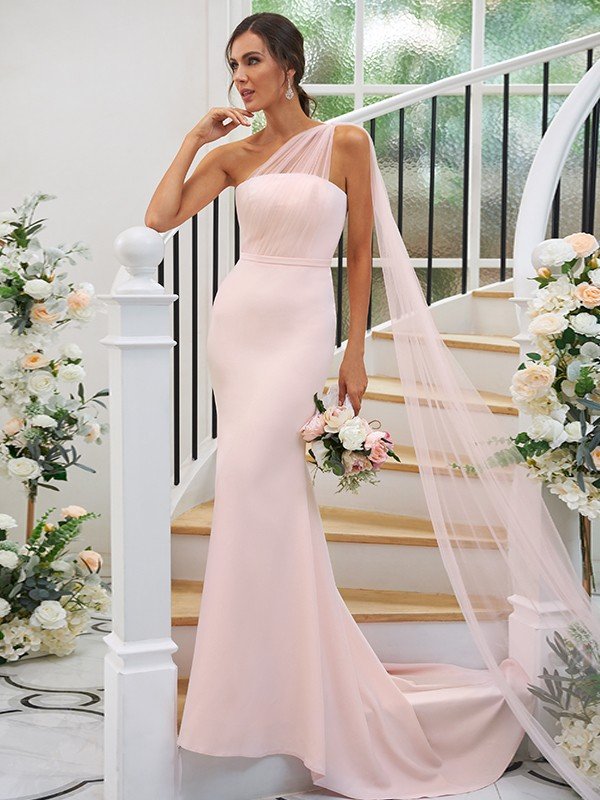 One Shoulder Classic Sleeveless Bridesmaid Dresses-Dbrbridal