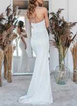 One-Shoulder Mermaid Fitted Wedding Dresses Open Back-Dbrbridal