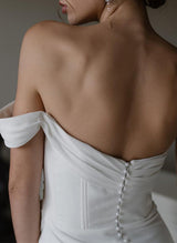 One-Shoulder Sleeveless Silk Like Satin Wedding Dress-Dbrbridal