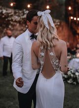 Open Back Lace Mermaid Fitted Wedding Dresses for Summer Beach-Dbrbridal