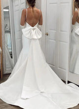 Open Back Mermaid Fitted Wedding Dresses Dramatic Bow-Dbrbridal