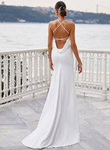 Open Back Summer Beach Mermaid Fitted Wedding Dresses-Dbrbridal