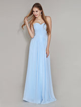 Pastel Blue Sweetheart Neck Floor Length Chiffon Ruched Bridesmaid Dress-Dbrbridal