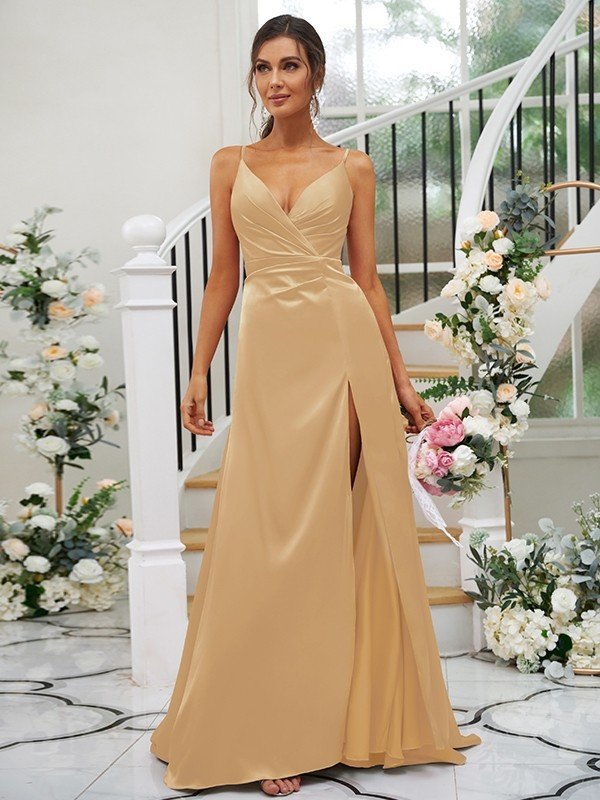 Pretty V-neck Sleeveless Bridesmaid Dresses-Dbrbridal