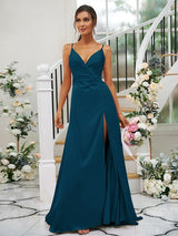 Pretty V-neck Sleeveless Bridesmaid Dresses-Dbrbridal