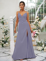 Pretty V-neck Sleeveless Bridesmaid Dresses-Dbrbridal