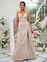 Pretty V-neck Sleeveless Bridesmaid Dresses-Dbrbridal