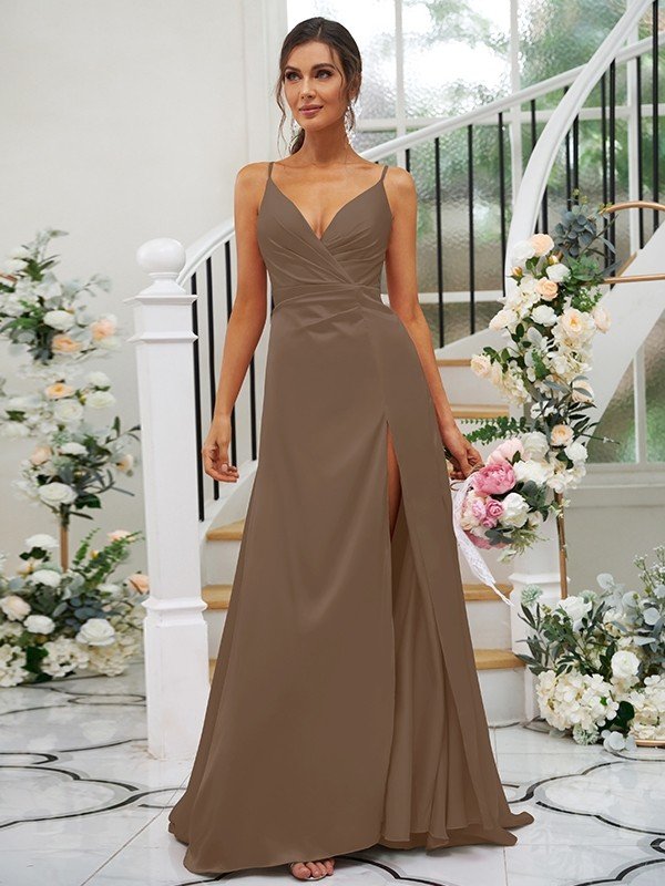 Pretty V-neck Sleeveless Bridesmaid Dresses-Dbrbridal