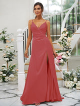 Pretty V-neck Sleeveless Bridesmaid Dresses-Dbrbridal