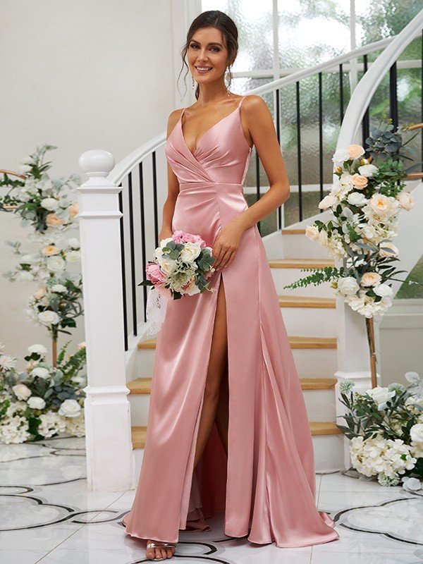 Pretty V-neck Sleeveless Bridesmaid Dresses-Dbrbridal