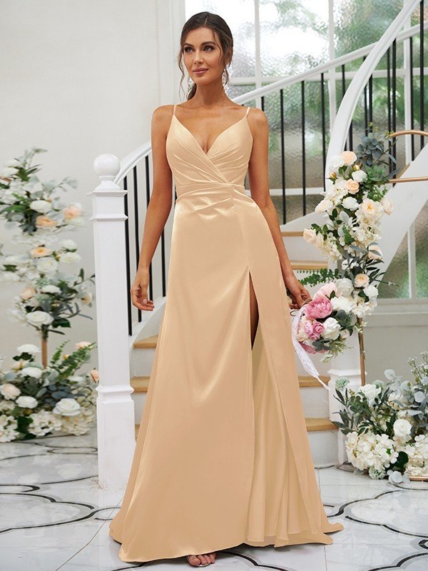 Pretty V-neck Sleeveless Bridesmaid Dresses-Dbrbridal