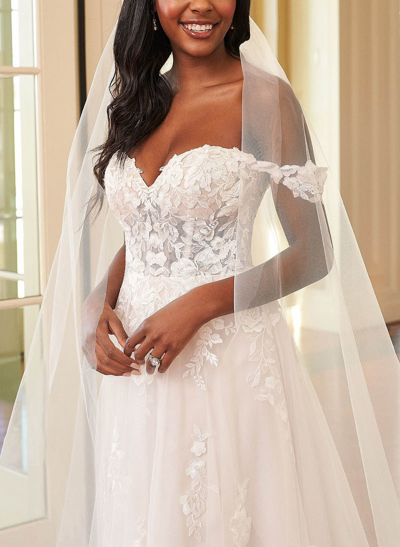 Romantic Lace Off-the-Shoulder Wedding Dresses-Dbrbridal