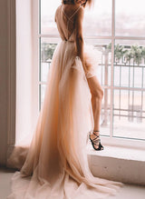 Romantic Tulle Chic A-line Wedding Dresses Open Back-Dbrbridal