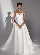 Satin Bow Wedding Dresses Open Back Ball-Gown-Dbrbridal