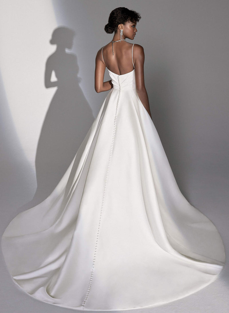 Satin Bow Wedding Dresses Open Back Ball-Gown-Dbrbridal