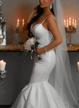 Satin Mermaid Fitted Wedding Dresses-Dbrbridal