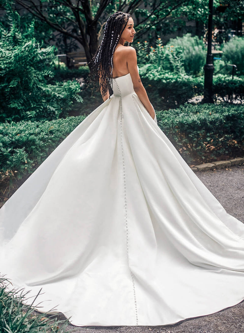 Satin Strapless Ball-Gown Wedding Dresses-Dbrbridal